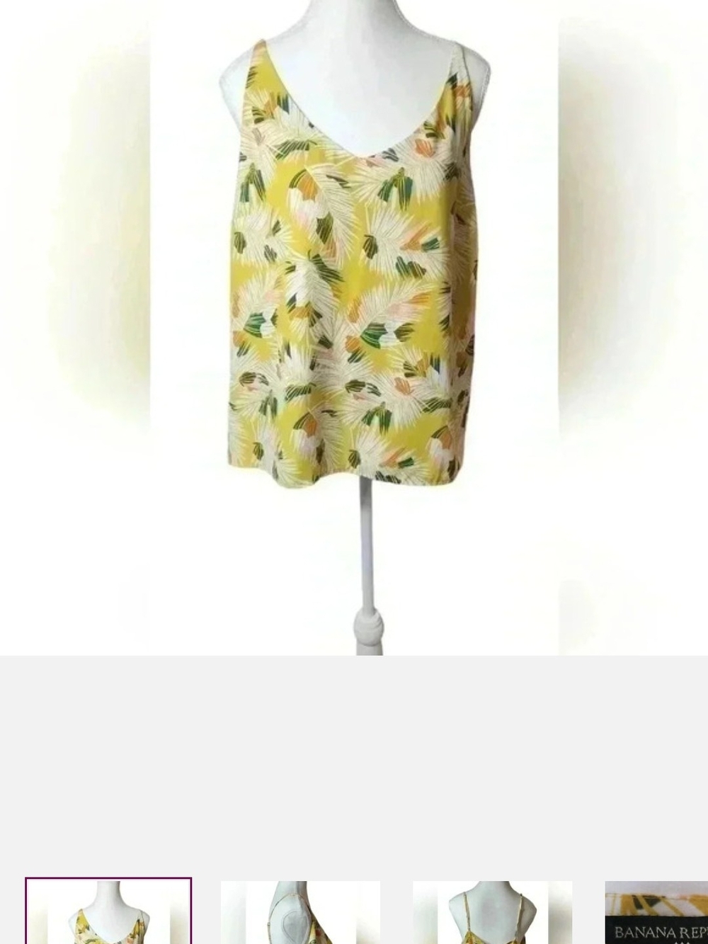 Banana Republic Yellow Floral V-Neck Camisole Top